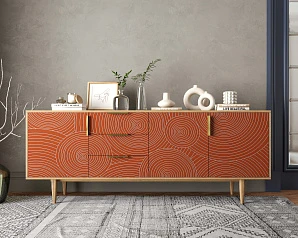 Комод "Line" удлиненный R25/red в интерьере в Краснодаре