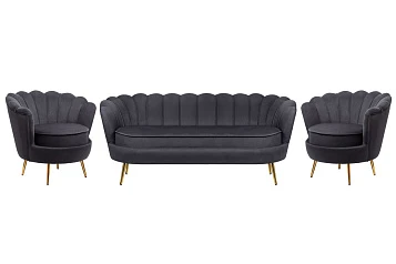Комплект кресел и дивана ракушка Pearl Triple Black в интернет-магазине в Краснодаре