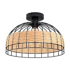 заказать 43398 Потол. светильник ANWICK, 1x60W(E27), ?380, H265, сталь, черный/ротанг, натуральный в интернет-магазине в Краснодаре