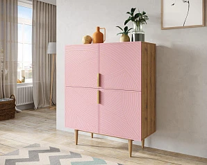 фото Большой комод с четырьмя дверками "Line" LN03/GR1/pink в интерьере в Краснодаре