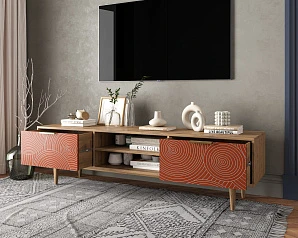 купить стильные Комод "Line" с нишей низкий под TV R27/red в Краснодаре