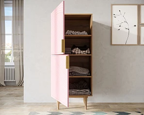 купить Вертикальный комод с двумя дверками "Line" LN05/GR1/pink в интернет-магазине в Краснодаре