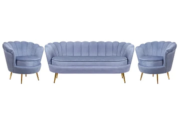 стильный Комплект кресел и дивана ракушка Pearl Triple Blue на заказ в Краснодаре