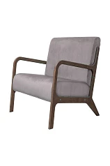 красивое Низкое кресло с деревянными подлокотниками Mody Grey серый в интернет-магазине в Краснодаре
