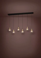 стильные 390281 Люстра диммируемая TERQUE, 6X5,4W (LED), 3000K, 3060lm, L1380, B250, H1500, сталь, черный, матовая латунь/стекло, прозрачный в Краснодаре