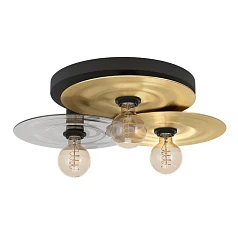 44027 Потолочная люстра LINTMILL, 3х40W (E27), H200, ?530, сталь, черный, брашированная латунь / стекло, серый в интернет-магазине в Краснодаре