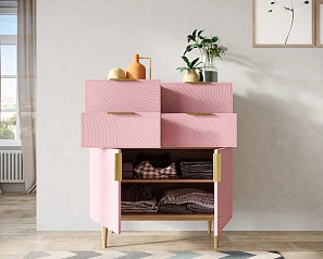 купить Большой комод с четырьмя ящиками и дверками "Line" LN17/GR1/pink в Краснодаре