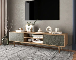 заказать Комод "Line" с нишей низкий под TV R27/browngrey в интернет-магазине в Краснодаре