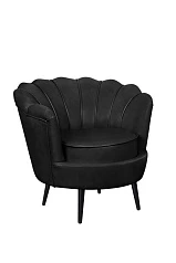 Низкое кресло ракушка Pearl Black V2 на черных ножках в Краснодаре