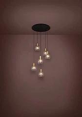 купить стильные 390279 Люстра диммируемая TERQUE, 6X5,4W (LED), 3000K, 3060lm, ?540, сталь, черный, матовая латунь/стекло, прозрачный в Краснодаре