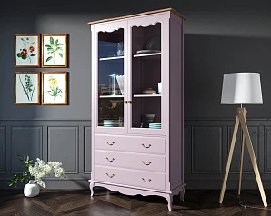 купить стильный Шкаф "Leontina Lavanda" для посуды высокий 3 ящика арт ST9355/3L в интернет-магазине в Краснодаре
