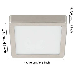 900593 Накладной светильник диммируемый FUEVA 5, 11W (LED), 3000K, L160, B160, H28, сталь, матовый никель / пластик, белый в интернет-магазине в Краснодаре
