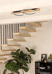 заказать 901716 Светодиодный потолочный светильник BOYAL, 2х12W(LED), 3400lm, сталь, дерево, черн., коричн, пластик, белый в интернет-магазине в Краснодаре