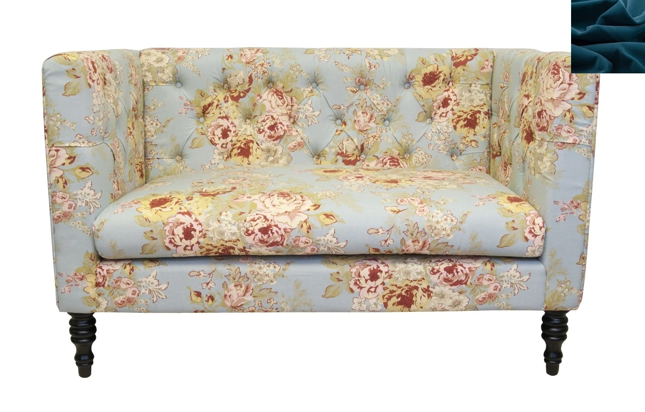 Прямой двухместный диван Rose синий в интернет-магазине в Краснодаре