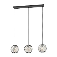 44007 Подвесной светильник WAVERTON, 3х40W (E27), L920, B220, H1100, сталь черный / текстиль, дерево, белый, черный в Краснодаре