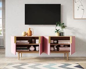 красивый Комод под TV с четыремя дверками "Line" LN06/GR1/pink в Краснодаре
