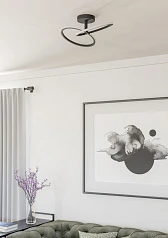 902144 Светодиодный настенно-потолочный светильник с регулировкой цветовой температуры CONGIUNTI, 12W(LED), 2700K, 4000K, 6500K, 1500lm, сталь, черный в Краснодаре