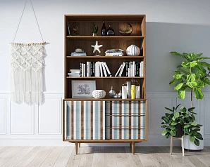 купить стильные Стеллаж "Bruni print 1" с дверками арт BR-01/print_1 в Краснодаре