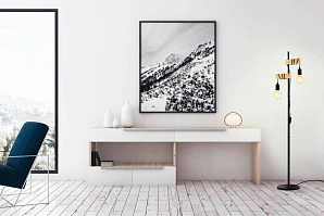 32919 Торшер с ножн. выкл. TOWNSHEND, 2х10W (E27), L205, B250, H1665, сталь, дерево, черный, коричне в интерьере в Краснодаре