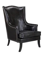 Кожаное кресло каминное Chester Black Leather в интерьере в Краснодаре