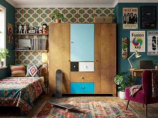 купить красивые Шкаф "Акварель (Aquarelle)" трехстворчатый арт RE-46 в Краснодаре