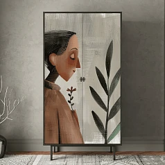 Шкаф двухдверный "Emerson Art Женщина с цветком" арт EM091/Art2 в интернет-магазине в Краснодаре