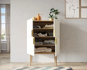 фото Малый комод с четырьмя дверками на высоких ножках "Line" LN13/GR1/beige в интерьере в Краснодаре