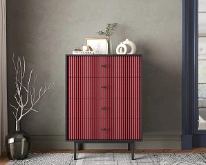купить Комод вертикальный с четырьмя ящиками "Emerson" арт EM18/red/L в Краснодаре
