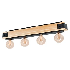 43466 Потол. светильник LAYHAM, 4х60W (E27), L760, B85, H100, дерево, сталь, черный в Краснодаре