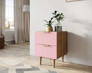 Тумбочка с двумя ящиками "Line" LN07/GR1/pink в Краснодаре