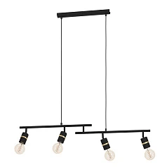 красивые 900177 Подвесной потолочный светильник LURONE, 4x10W, E27, L1000, B50, H1100, сталь, черный, латунь на заказ в Краснодаре