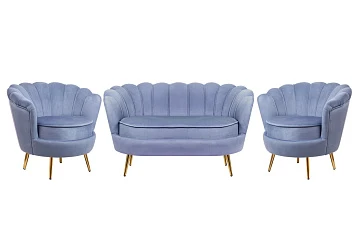 Комплект кресел и дивана ракушка Pearl Double Blue на заказ в Краснодаре