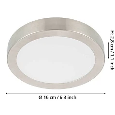 фото 900583 Накладной светильник диммируемый FUEVA 5, 11W (LED), 3000K, ?160, сталь, матовый никель / пластик, белый в интерьере в Краснодаре