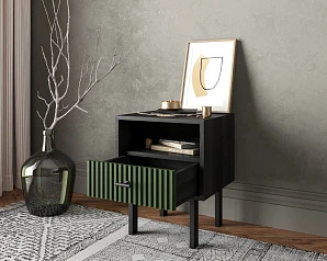 фото Тумбочка с нижним ящиком "Emerson" арт EM17/green/L в интерьере в Краснодаре
