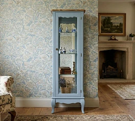 купить красивый Шкаф "Леонтина (Leontina)" в голубом цвете для посуды узкий/низкий арт ST9319B в интернет-магазине в Краснодаре