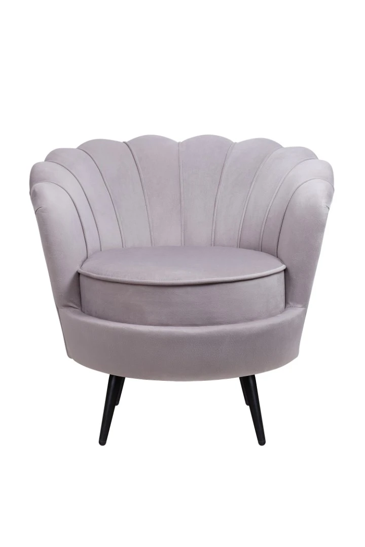 купить красивое Низкое кресло ракушка Pearl Grey на черных ножках в Краснодаре