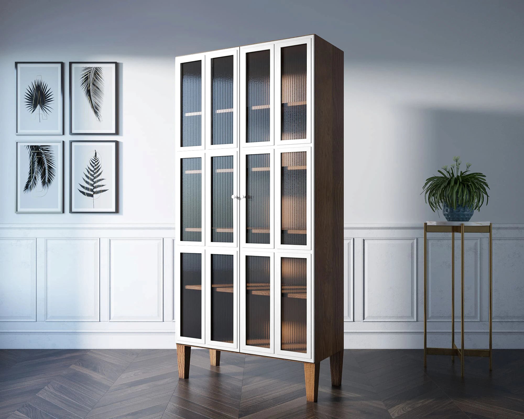 заказать стильные Шкаф двухстворчатый "Andersen" с рифлеными стеклами арт AN12WH в Краснодаре