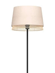 купить 43978 Торшер с ножным выключателем TABLEY, 1X40W (E27), H1530, сталь, черный / текстиль, дерево, коричневый в Краснодаре