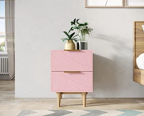 Тумбочка с двумя ящиками "Line" LN07/GR1/pink в Краснодаре