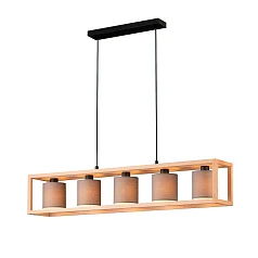 стильные 390109 Подвесной потолочный светильник (люстра) GRANADOS, 5x40W, E27, L1000, B200, H1500, сталь, дер в Краснодаре