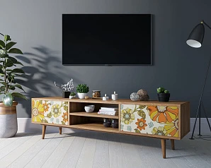 красивый Комод "Berber" с нишей низкий под TV принт 47 арт BB49/Print_47 на заказ в Краснодаре