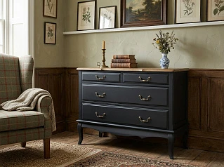 стильные Комод "Леонтина (Leontina)" в черном цвете на 4 ящика арт ST9315BLK в Краснодаре