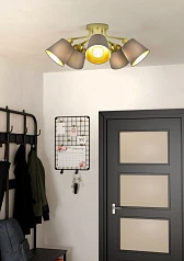 фото 31535 Люстра потолочная MASERLO, 5X60(Е27), металл, кремово-золотой/текстиль, капучино в интерьере в Краснодаре