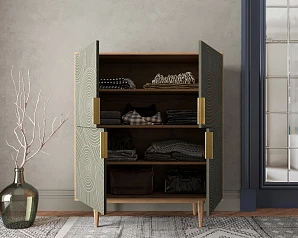 купить стильный Большой комод с четырьмя дверками "Line" R19/browngrey в интернет-магазине в Краснодаре