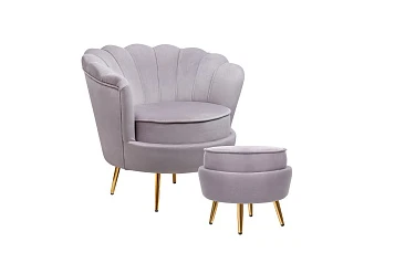 заказать Кресло с пуфом ракушка Pearl Grey в Краснодаре
