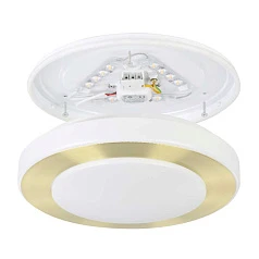 900369 Потолочный светильник LED CARPI, LED 3X2,7W, 1110lm, IP44, ?300, A75, сталь, матовая латунь, белый/пластик, белый в Краснодаре