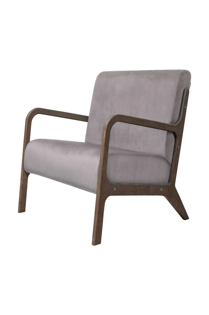 фото Низкое кресло с деревянными подлокотниками Mody Grey серый в Краснодаре