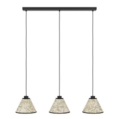 купить стильные 43943 Люстра OXPARK, 3X25W (E27), L920, B220, H1100, сталь, черный / текстиль с листьями бамбука, белый, зеленый в Краснодаре