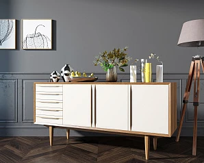 Комод "Bruni white" три дверки арт BR04WH в интерьере в Краснодаре