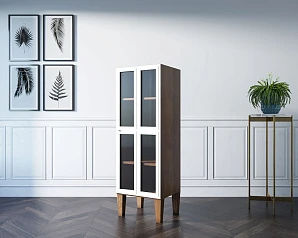 купить красивые Шкаф-витрина "Andersen" с рифлеными стеклами арт AN14WH в интернет-магазине в Краснодаре